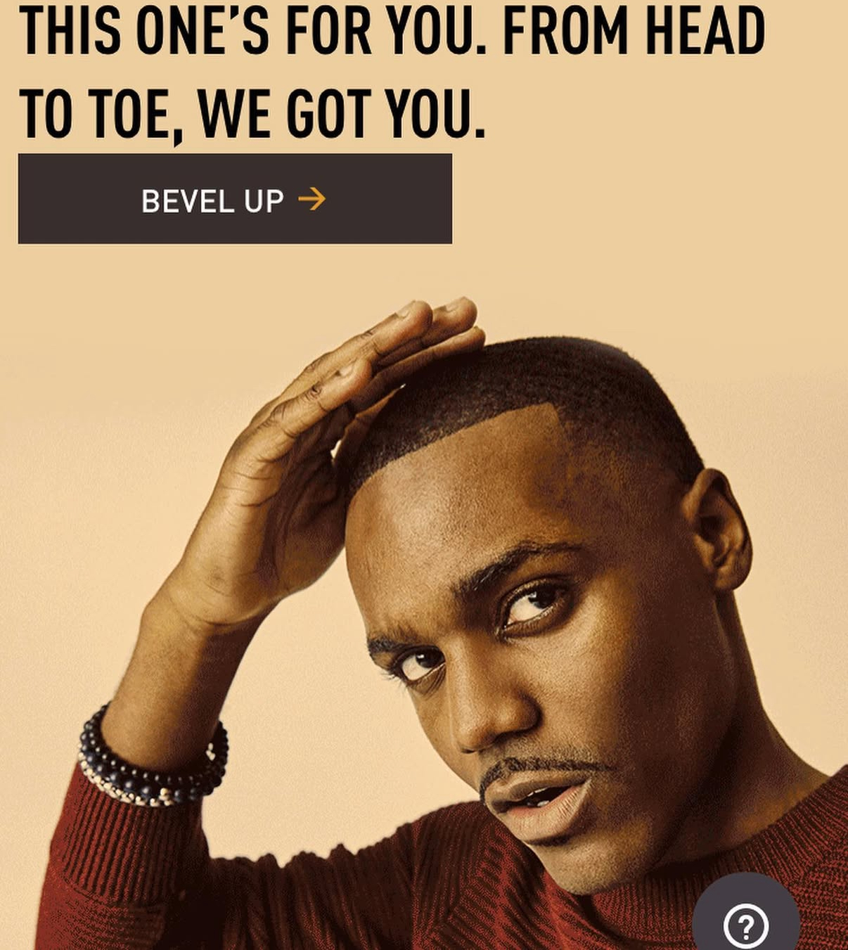 Bevel campaign with a brown knit look and the headline From Head to Toe, We Got You